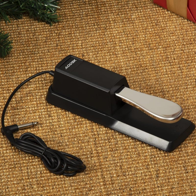 AODSK Sustain Pedal, Universal Piano Pedal for Digital Piano/Electronic Keyboard/MIDI Keyboard Synthesizer, with Polarity Switch, 1/4'' (6.35mm) Input Plug - Image 3